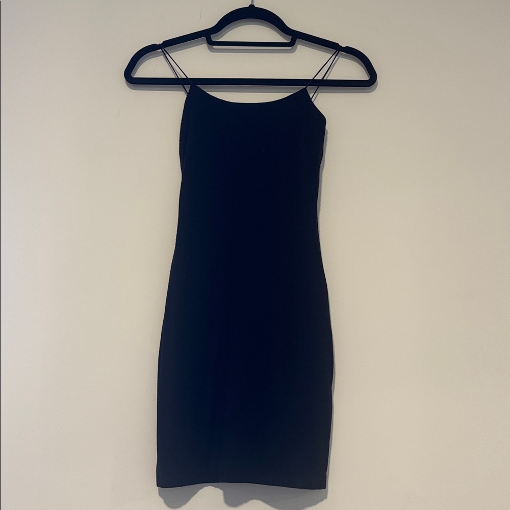 Wilfred Black Mini Dress with Spaghetti Straps